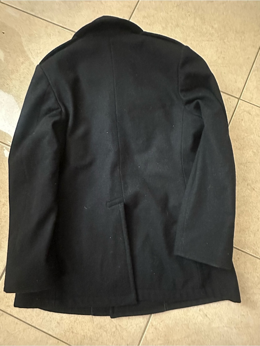 Classic Black Double-Breasted Pea Coat - Picture 5 of 7